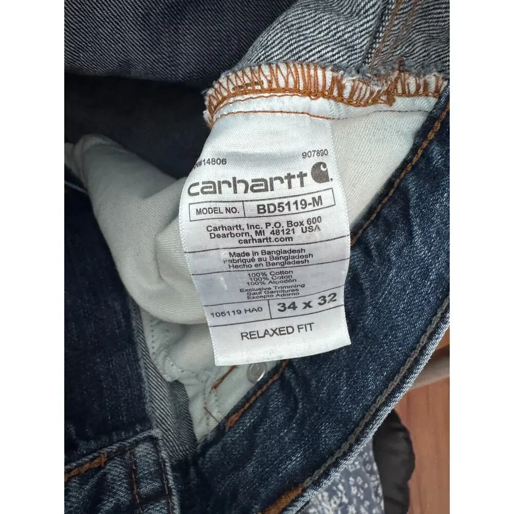 Carhartt Men's Relaxed Fit Blue Denim Jeans Medium‎ Wash 34x32